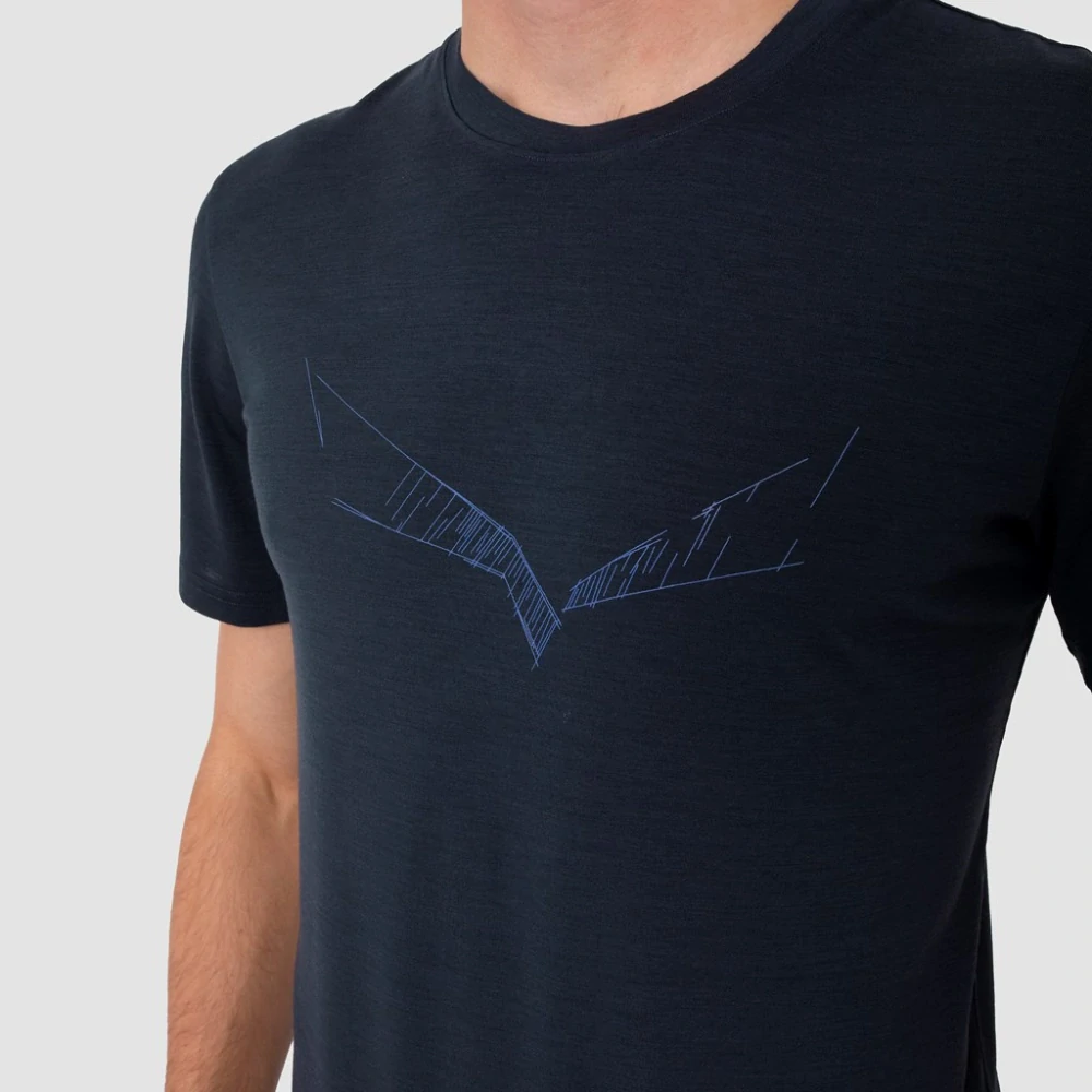 Pánské triko Salewa PURE EAGLE SKETCH MERINO T-SHIRT Navy Blaze