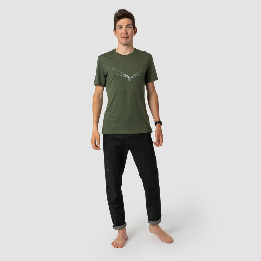 Pánské triko Salewa PURE EAGLE SKETCH MERINO T-SHIRT Thyme