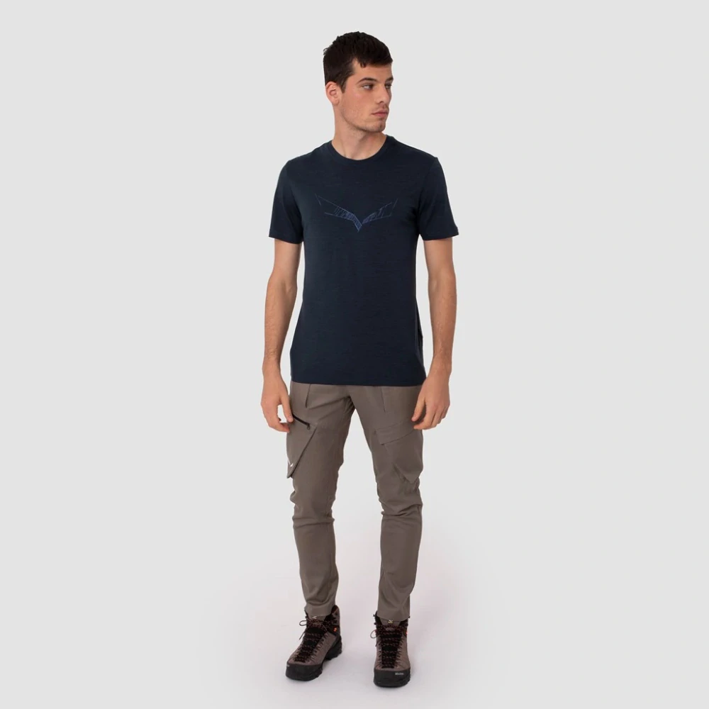 Pánské triko Salewa PURE EAGLE SKETCH MERINO T-SHIRT Navy Blaze