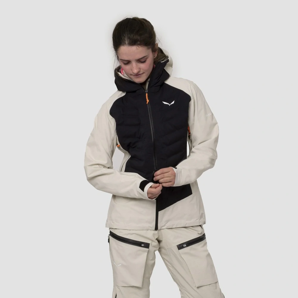 Dámská bunda Salewa SELLA PTX 3L HYB JACKET Oatmeal Black